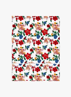 Katoenen Tafelkleed Met Bloemenprint | Rood