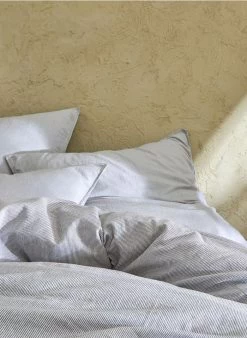 Gestreepte Kussensloop - Biologische Linnen/katoenblend | Grijs -Huishoudartikelen Winkel 3347541