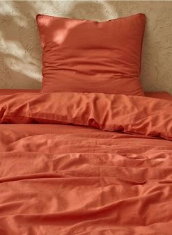 Hoeslaken - Biologische Linnen/katoenblend | Oranje -Huishoudartikelen Winkel 3347548