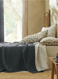 Beddensprei Van Biokatoen Met Wafeltextuur | Grijs -Huishoudartikelen Winkel 3347555