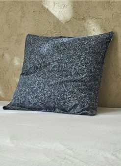 Kussensloop Met Bloemenprint - Biologische Linnen/katoenblend | Grijs -Huishoudartikelen Winkel 3347568