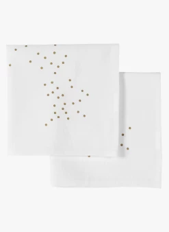 LINA - 2 Servetten Met Print - Linnen/katoenblend | Beige