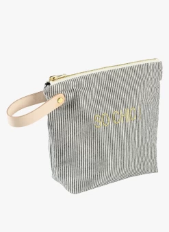 FINETTE - Gestreepte, Katoenen Toilettas | Grijs