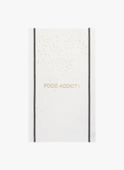 FOOD ADDICT - Katoenen Theedoek Met Borduursel | Beige