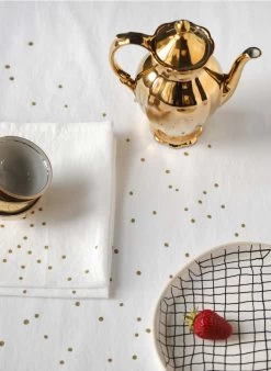 LINA - 2 Servetten Met Print - Linnen/katoenblend | Beige -Huishoudartikelen Winkel 3353878