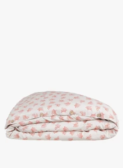 Dekbedovertrek Met Bloemenprint - Biologische Linnen/katoenblend | Oranje