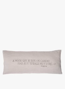 SMOOTHIE - Lang, Linnen Kussen Met Tekstopdruk | Beige
