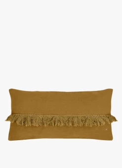 FOXY FRANGE - Linnen Kussen Met Franjes | Bruin