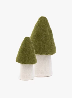 MORILLE - Set Van 2 Sierpaddenstoelen Van Wolvilt | Groen