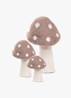 DOTTY - Set Van 3 Sierpaddenstoelen Van Wolvilt | Roze