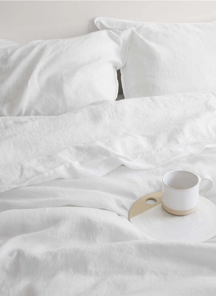 HC LIN - Dekbedovertrek Van Stonewashed Linnen | Wit 2 HC LIN - Dekbedovertrek Van Stonewashed Linnen | Wit - Afbeelding 2