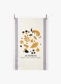 Katoenen Theedoek Met Print Pied De Poule X Reine Mère | Geel