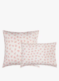 Kussensloop Met Bloemenprint - Biologische Linnen/katoenblend | Oranje