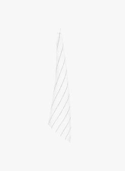 CALVI TOR - Gestreepte Theedoek Van Stonewashed Linnen | Wit