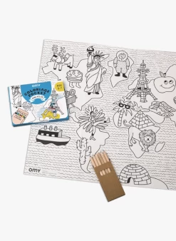 MINI ATLAS - Poster + 6 Kleurpotloden | Veelkleurig