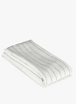 CALVI NAP - Gestreept, Linnen Tafellaken | Wit