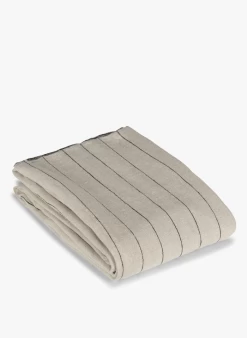 CALVI NAP - Gestreept, Linnen Tafellaken | Beige