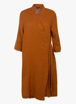 DILI CAC - Kimono Van Voile Uit Stonewashed Katoen | Bruin