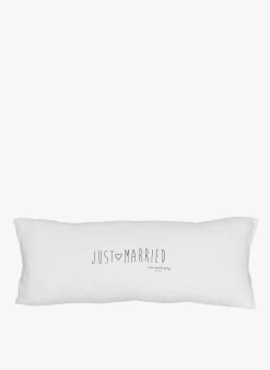 LIFT MARIAGE - Lang, Linnen Kussen Met Tekstopdruk | Wit