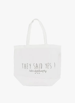 LIVE MARIAGE - Linnen Shoppingtas Met Print | Wit