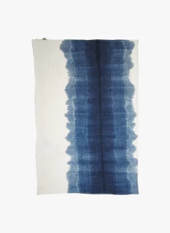 LEON - Linnen Plaid Met Tie-dyeprint - 150x180 Cm | Blauw