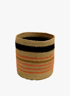 Gestreept Mandje Van Waterhyacint | Beige