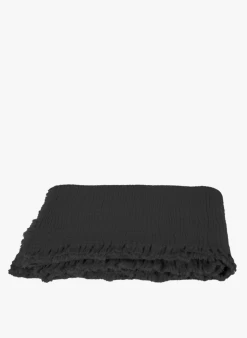 VANLY PLA - Plaid Van Katoenvoile 130x190 Cm | Zwart