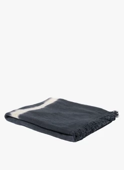 TABATHA - Linnen Plaid Met Franjes 150 X 180 Cm | Blauw