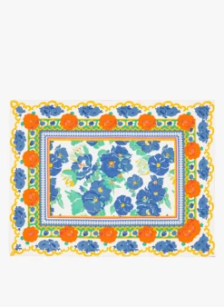 Katoenen Placemat Met Bloemenprint | Blauw