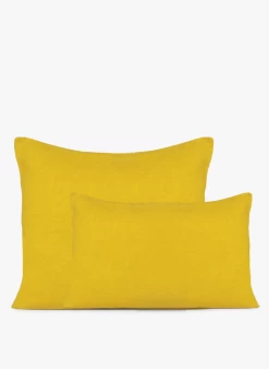 VITI TO - Kussensloop Van Stonewashed Linnen | Geel