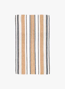 AJACCIO TOR - Gestreepte, Linnen Theedoek | Bruin