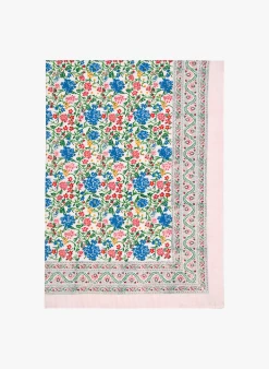Katoenen Tafelkleed Met Bloemenprint | Roze