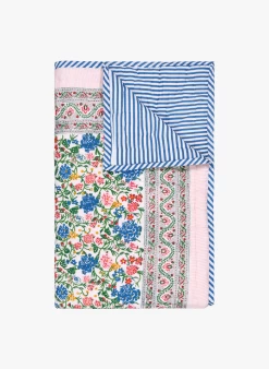 Gewatteerde, Katoenen Plaid Met Bloemenprint 110x200 Cm | Roze