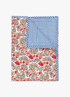 Gewatteerde, Katoenen Plaid Met Bloemenprint 220x270 Cm | Wit