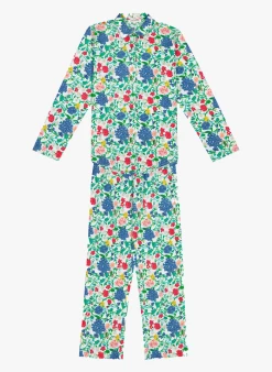 Tweedelige, Katoenen Pyjama Met Bloemenprint | Wit