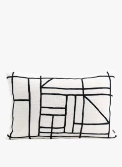 KOTA HDC 60 - Kussenhoes Met Borduursel Linnen/katoenblend 40x60 Cm | Wit