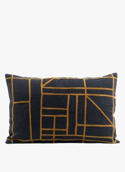 KOTA HDC 60 - Kussenhoes Met Borduursel Linnen/katoenblend 40x60 Cm | Zwart