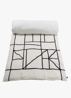 KOTA HDE - Beddensprei Met Borduursel Linnen/katoenblend 85x200 Cm | Wit