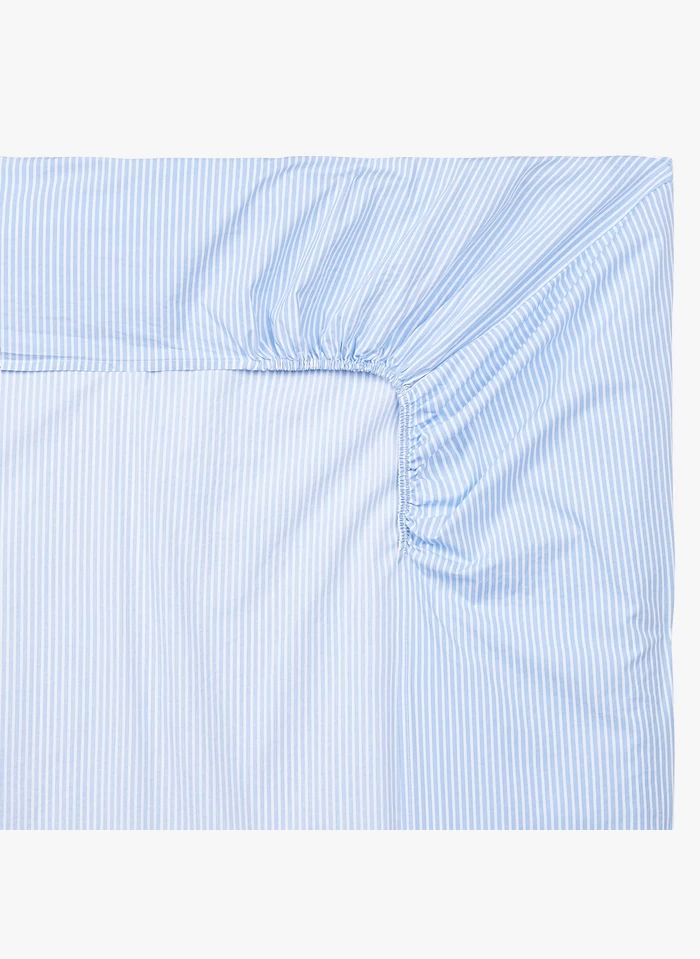 Gestreept, Katoenen Hoeslaken | Blauw 1 Gestreept, Katoenen Hoeslaken | Blauw