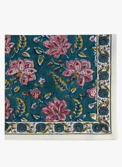 Katoenen Servet Met Bloemenprint | Groen