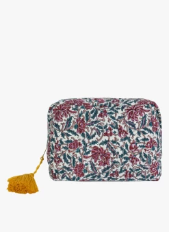 Katoenen Clutch Met Bloemenprint | Beige