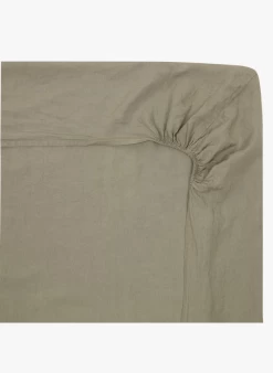 DH LIN - Hoeslaken Van Stonewashed Linnen | Kaki