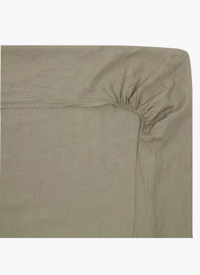 DH LIN - Hoeslaken Van Stonewashed Linnen | Kaki 1 DH LIN - Hoeslaken Van Stonewashed Linnen | Kaki