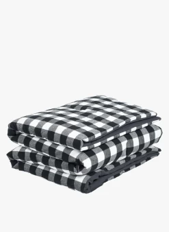 MAX - Katoenen Beddensprei Met Vichyruitjes - 110x180 Cm | Zwart