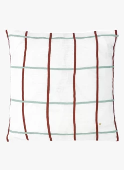 CARL - Linnen Kussenhoes Met Ruitjes | Wit