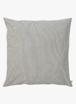 FINETTE - Gestreepte Katoenen Kussenhoes - 80x80 Cm | Grijs