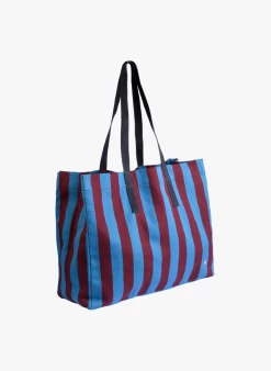 HARRY - Gestreepte Katoenen Shopper | Blauw