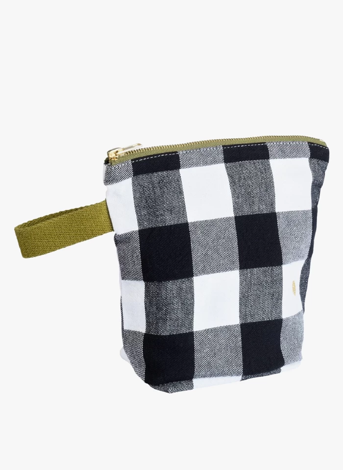 MAX - Katoenen Toilettas Met Vichyruitjes - 22x18 Cm | Zwart 1 MAX - Katoenen Toilettas Met Vichyruitjes - 22x18 Cm | Zwart