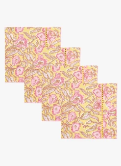 Louise Misha CARLOTTA - Setje Met 4 Servetten Van Biokatoen Met Bloemenprint | Veelkleurig