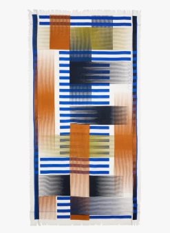 VIBRANT - Katoenen Strandhanddoek Met Print | Blauw